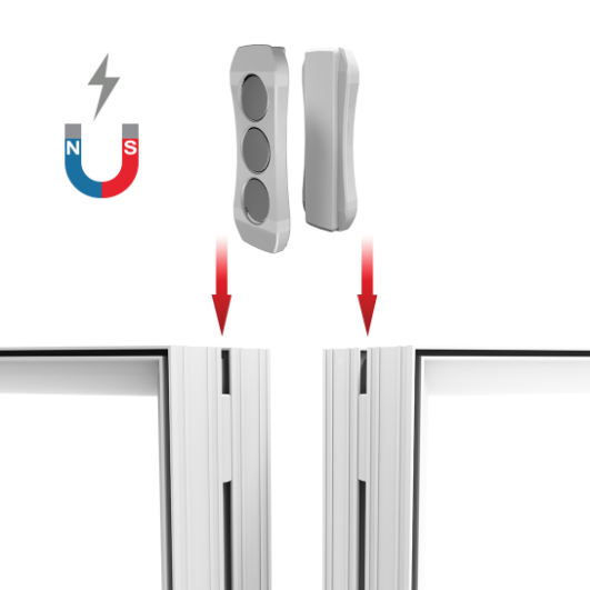 Conector magnético lado a lado de la caja de luz 